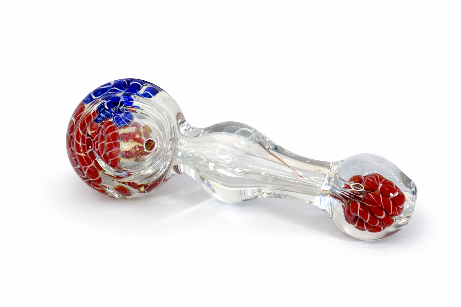 8) Double Blown Glass Hand Pipe (4.5 Inch)